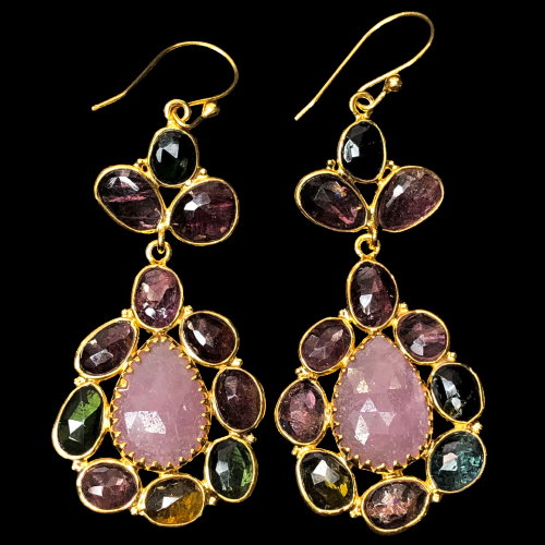 Multi Tourmaline GOLD PLATED EARRING BEST FOR WOMEN'S AND GIRLS By Harshita Jewellery