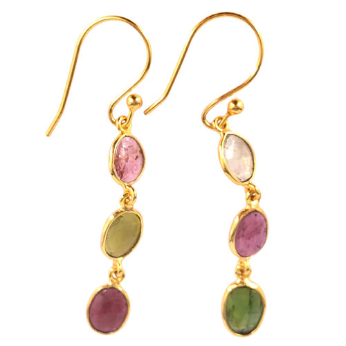 Multi Tourmaline GOLD PLATED EARRING BEST FOR WOMEN'S AND GIRLS By Harshita Jewellery
