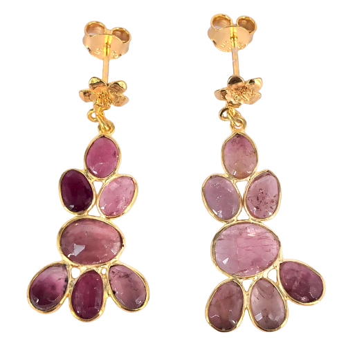 Pink Tourmaline GOLD PLATED EARRING BEST FOR WOMEN'S AND GIRLS By Harshita Jewellery