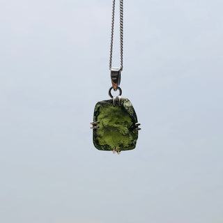 Certified Rough Moldavite Pendant, 925 Solid Sterling Silver Handmade Designer Pendant, 100% Natural Moldavite Gemstone Pendant Gift For Her
