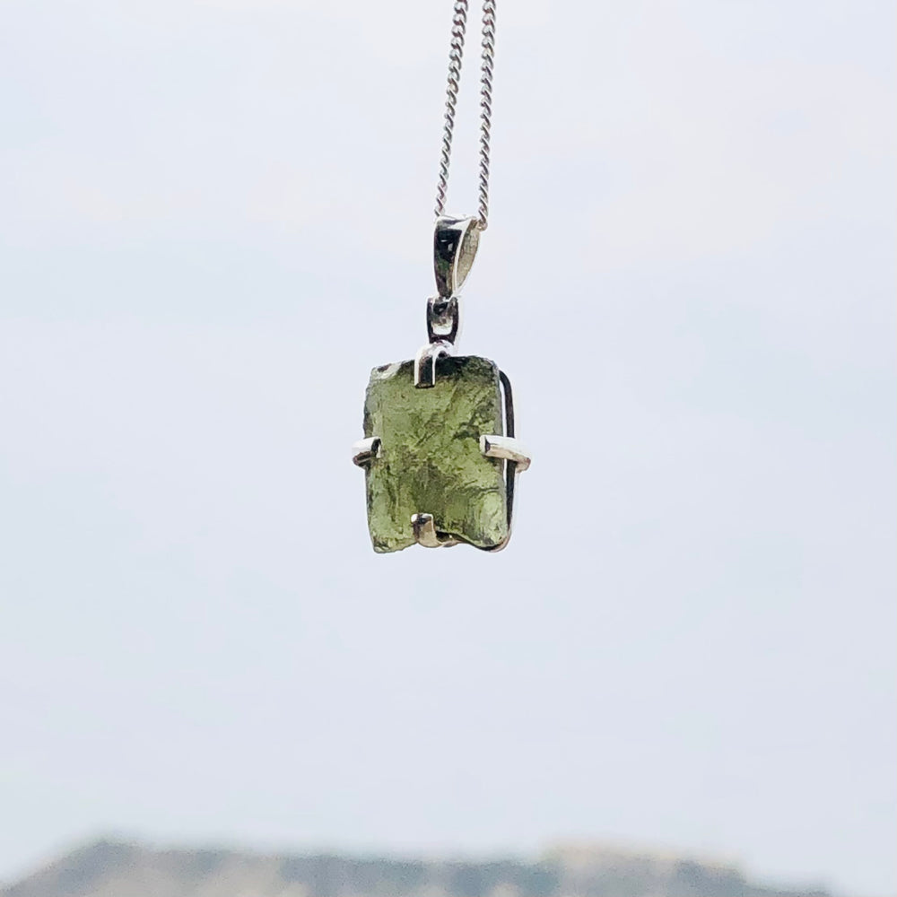 Certified Rough Moldavite Pendant, 925 Solid Sterling Silver Handmade Designer Pendant, 100% Natural Moldavite Gemstone Pendant Gift For Her