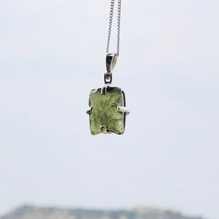 Certified Rough Moldavite Pendant, 925 Solid Sterling Silver Handmade Designer Pendant, 100% Natural Moldavite Gemstone Pendant Gift For Her