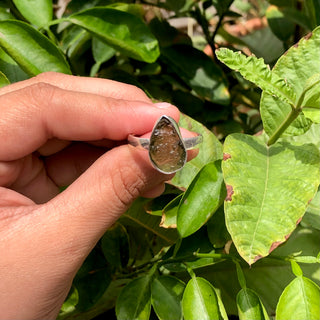 Natural Raw Moldavite Ring, 925 Solid Sterling Silver Czech Republic Raw Gemstone Handmade Jewelry Ring Gift For Her