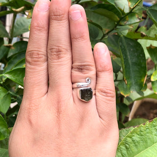 Natural Raw Moldavite Ring, 925 Solid Sterling Silver Czech Republic Raw Gemstone Handmade Jewelry Ring Gift For Her