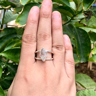 Natural Raw Herkimer Ring, 925 Solid Sterling Silver Czech Republic Raw Gemstone Handmade Jewelry Ring Gift For Her