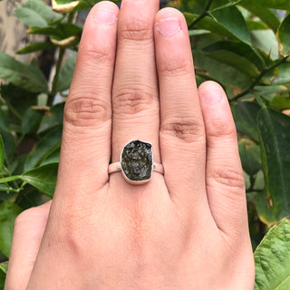 Moldavite Ring,925 Solid Sterling Silver Ring, Raw Stone Moldavite, Genuine Czech Republic Moldavite Gemstone Ring, Gift For Mom