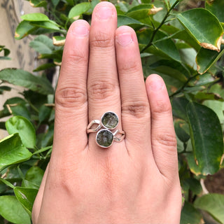 Natural Raw Moldavite Ring, 925 Solid Sterling Silver Czech Republic Raw Gemstone Handmade Jewelry Ring Gift For Her