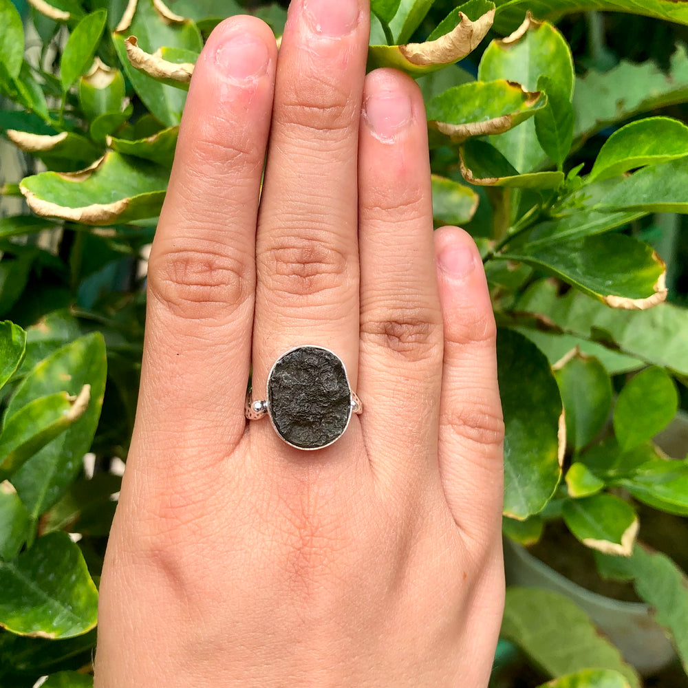 Moldavite Ring,925 Solid Sterling Silver Ring, Raw Stone Moldavite, Genuine Czech Republic Moldavite Gemstone Ring, Gift For Mom