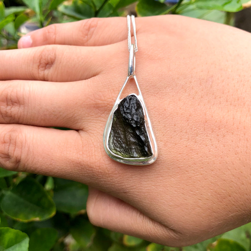 Certified Rough Moldavite Pendant, 925 Solid Sterling Silver Handmade Designer Pendant, 100% Natural Moldavite Gemstone Pendant Gift For Her