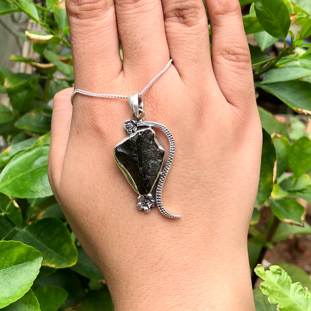 Certified Rough Moldavite Pendant, 925 Solid Sterling Silver Handmade Designer Pendant, 100% Natural Moldavite Gemstone Pendant Gift For Her