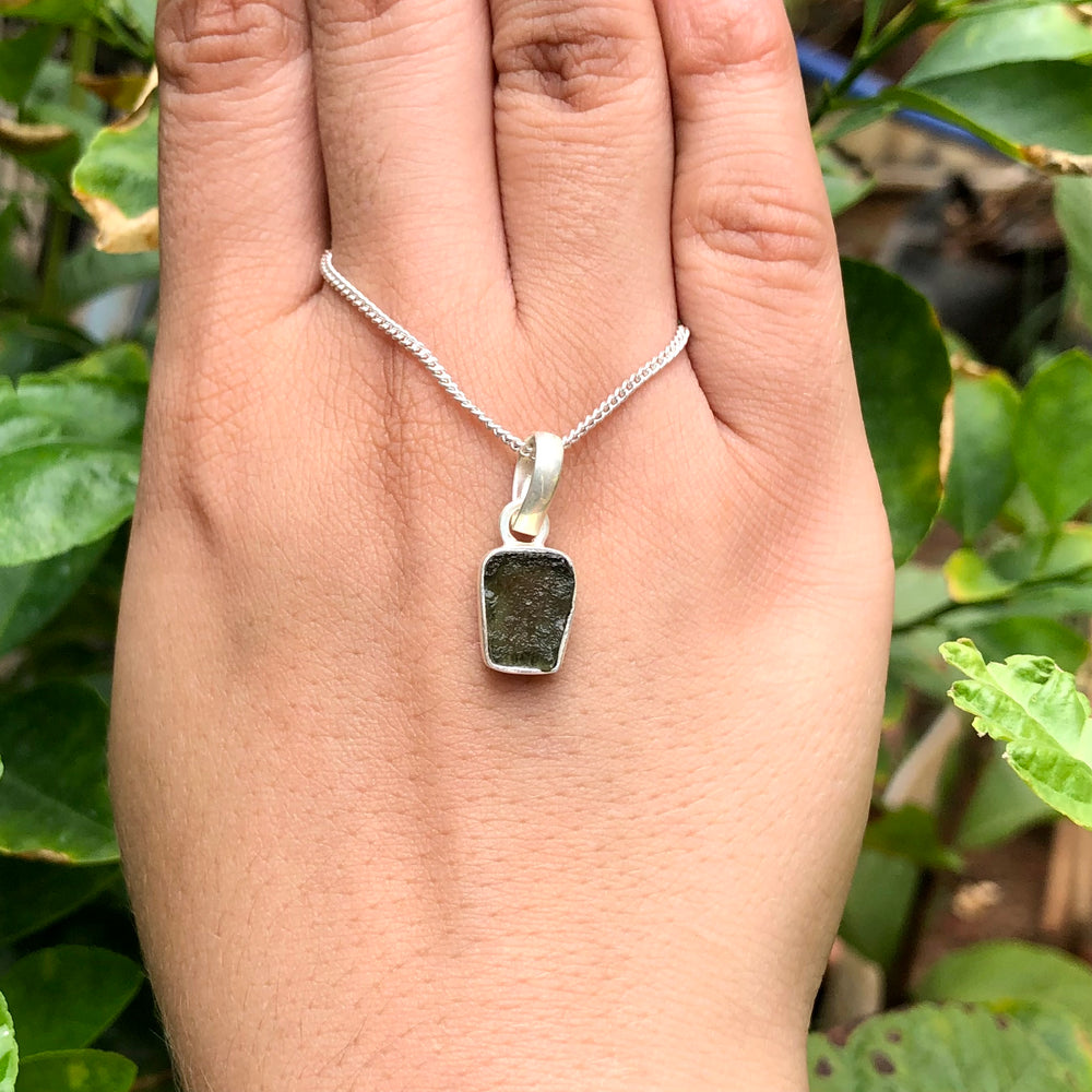 Certified Rough Moldavite Pendant, 925 Solid Sterling Silver Handmade Designer Pendant, 100% Natural Moldavite Gemstone Pendant Gift For Her