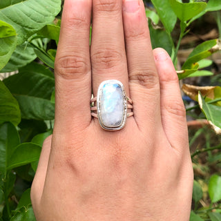 Rainbow Moonstone Ring, 925 Sterling Silver Handmade Women's Ring, Natural Gemstone Silver Ring, Gift For mom