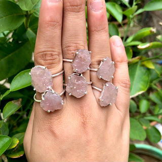 Natural Rose Quartz Ring, 925 Sterling Silver Ring, Uncut Gemstone Ring, Healing Crystal Ring, Gift For Her