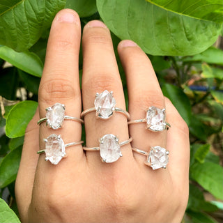 Genuine Natural Raw Herkimer Diamond Ring, Rough Herkimer Diamond Ring, 925 Sterling Silver Ring, April Birthstone Ring, Gift For Her