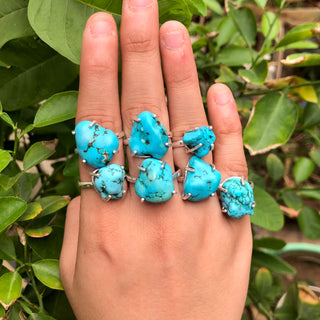 Turquoise Ring, 925 Sterling Silver Ring, Raw Turquoise Ring, Chunky Turquoise Ring, Uncut Gemstone Ring, Gift For Her