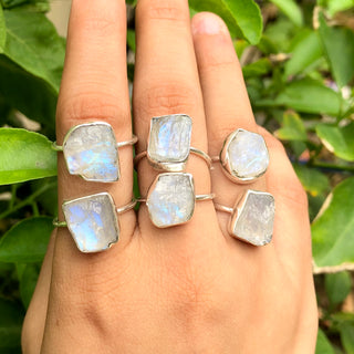 Rainbow Moonstone Ring, 925 Sterling Silver Handmade Women's Ring, Natural Gemstone Silver Ring, Uncut Gemstone Ring, Gift For mom