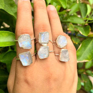 Rainbow Moonstone Ring, 925 Sterling Silver Handmade Women's Ring, Natural Gemstone Silver Ring, Uncut Gemstone Ring, Gift For mom