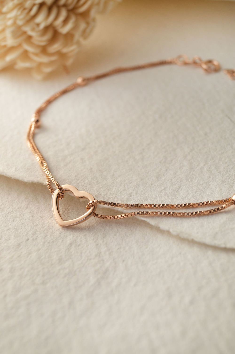 Halo Heart Rose Gold Plated Anklet By Harshita Jewellery
