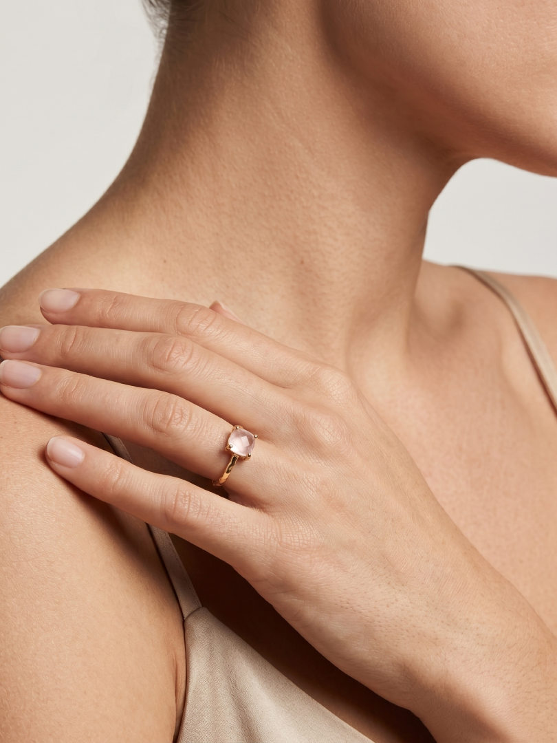 NATURAL ROSE QUARTZ RING GEMSTONE 925 STEALING SILVER RING, DECORATED WITH DEDICATED WOMEN JEWELRY