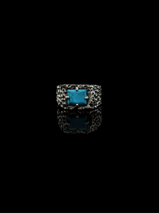Natural Turquoise 925 Sterling Silver Oxidized Handmade Statement Ring 