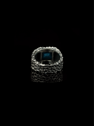 Turquoise Vein Forge Ring – 925 Sterling Silver