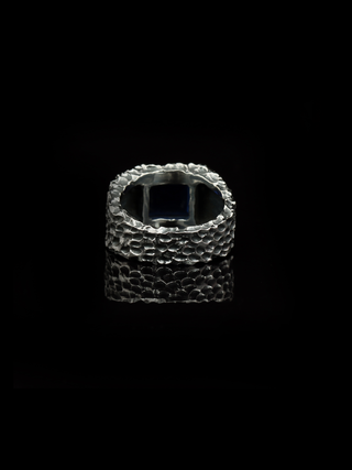 Blue Sapphire Forge Ring – 925 Sterling Silver