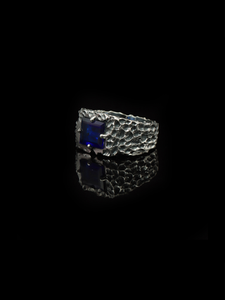 Blue Sapphire Ring for Men in 925 Sterling Silver 