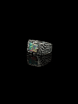 Ethiopian Opal Ring for Men Oxidized Handmade Statement Ring | Vintage Gemstone Jewelry By Harshita Jewellery
