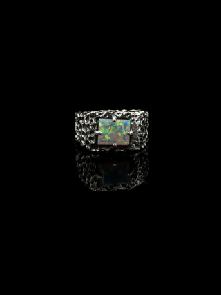 Ethiopian Opal Ring for Men in 925 Sterling Silver |