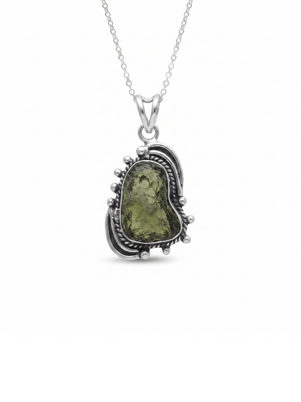Rough Moldavite Gemstone Pendant, 925 Solid Sterling Silver Handmade Designer Pendant, 100% Natural Moldavite Gemstone Pendant Gift For Her