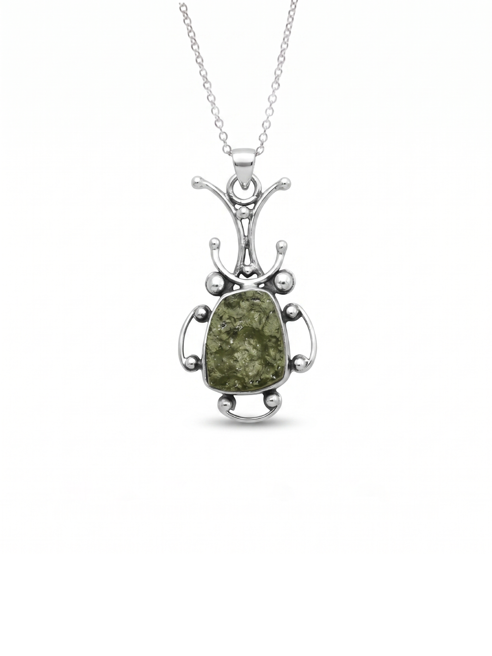 Moldavite pendant, genuine gemstone pendant, sterling silver handmade pendant, 100% genuine certified gemstone
