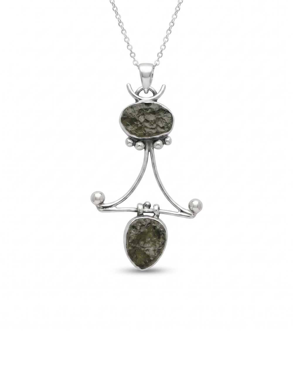 Genuine Moldavite Rough Pendant 100% Natural With Certified Gemstone From Czech Republic 925 Sterling Silver Handmade Designer Jewelry