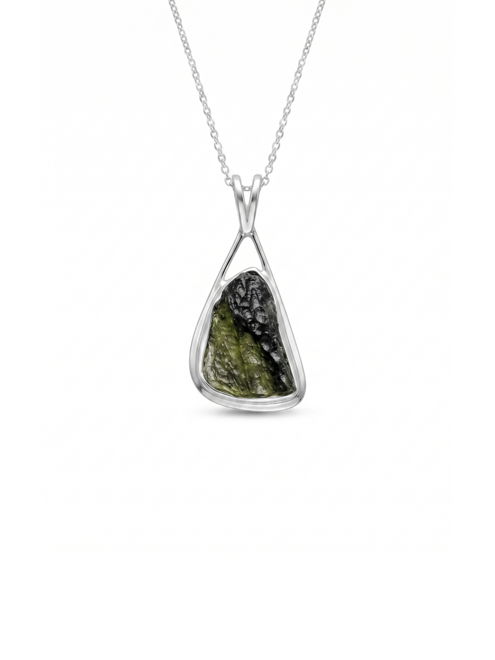Certified Rough Moldavite Pendant, 925 Solid Sterling Silver Handmade Designer Pendant, 100% Natural Moldavite Gemstone Pendant Gift For Her