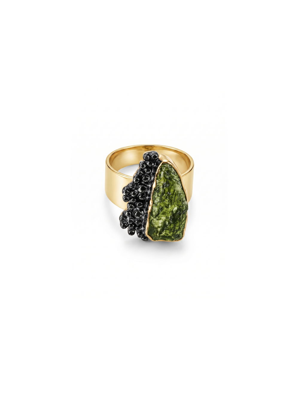 Natural Moldavite Gemstone Ring By Harshita Jewellery