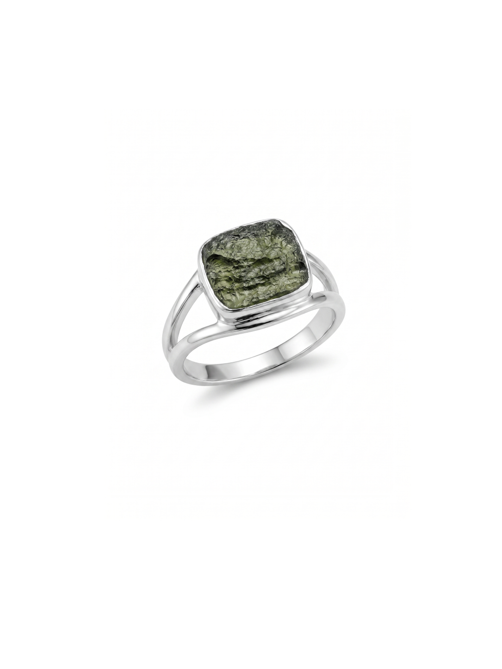 Natural Raw Moldavite Ring, 925 Solid Sterling Silver Czech Republic Raw Gemstone Handmade Jewelry Ring Gift For Her