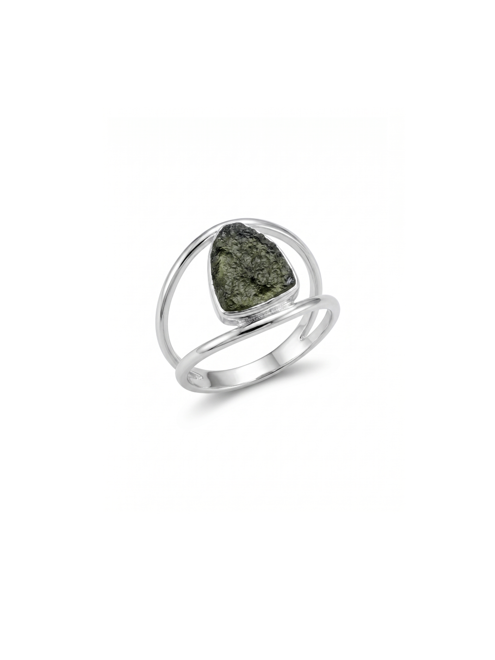 Authentic Czech Republic Moldavite Rough Gemstone 925 Solid Sterling Silver Handmade Ring Jewelry