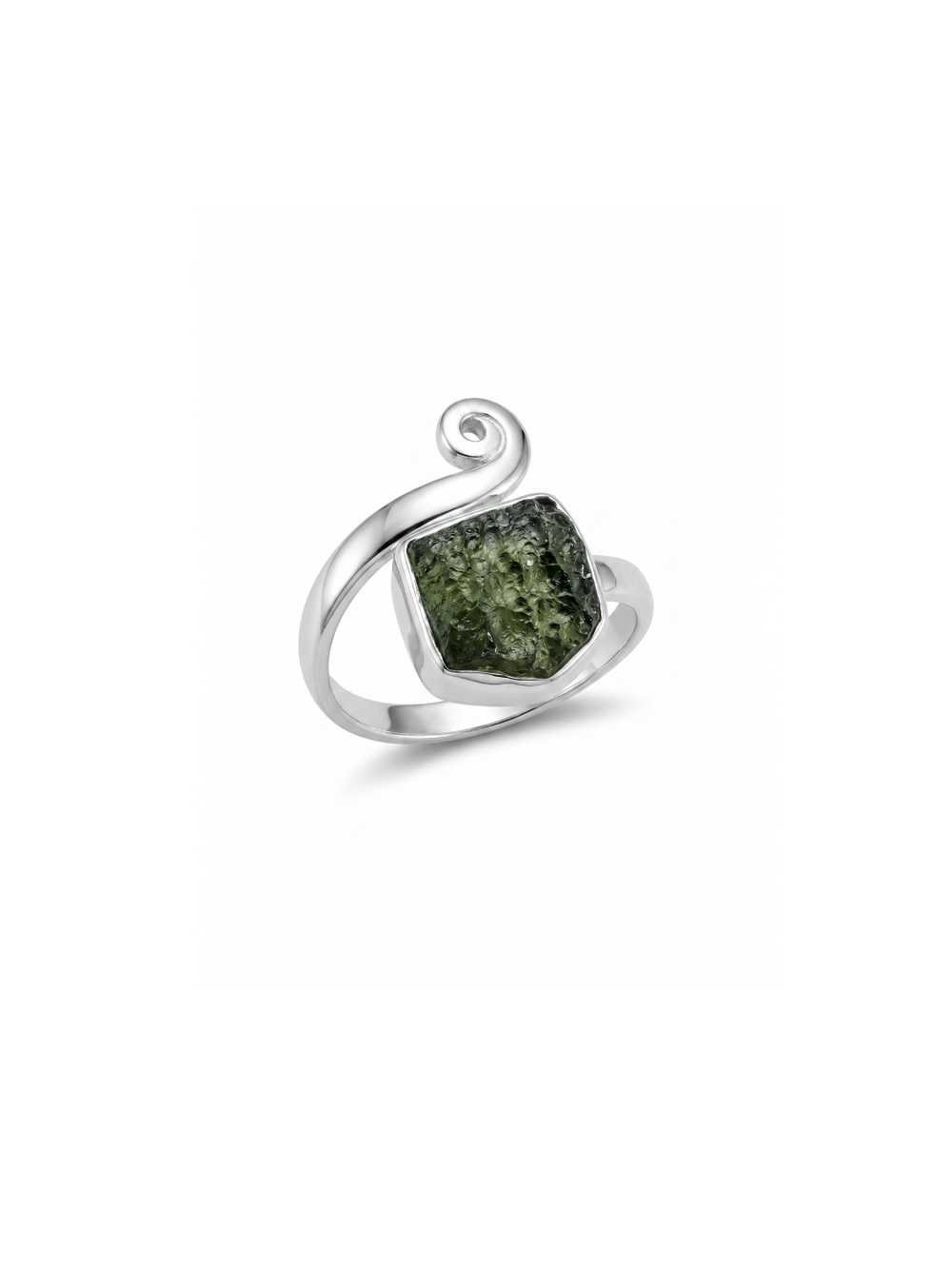 Natural Raw Moldavite Ring, 925 Solid Sterling Silver Czech Republic Raw Gemstone Handmade Jewelry Ring Gift For Her