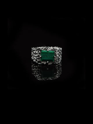 Malachite Ring for Men in 925 Sterling Silver 