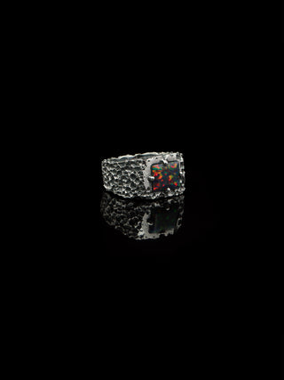 Black Opal Ring for Men | 925 Sterling Silver Opal Ring | Handmade Statement Ring 