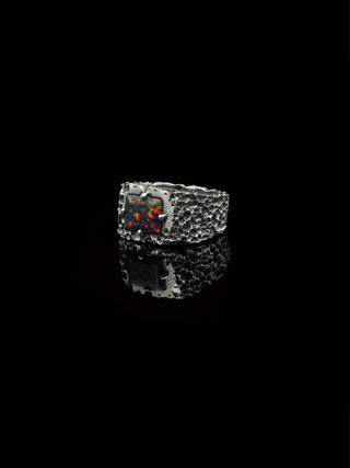 Black Opal Ring for Men | 925 Sterling Silver Opal Ring