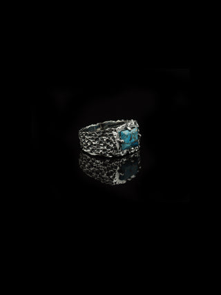 Copper Turquoise Ring for Men | 925 Sterling Silver Turquoise Ring | Handmade Statement Ring | Oxidized Biker Ring 