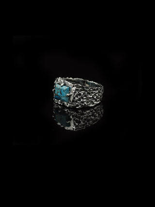 Copper Turquoise Ring for Men | 925 Sterling Silver Turquoise Ring | Handmade Statement Ring | Oxidized Ring