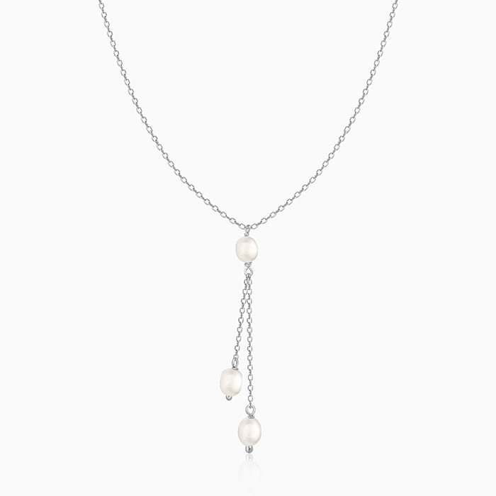 Silver Glam Drops Necklace By Harshita Jewellery