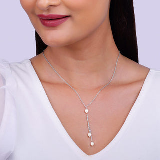 Silver Glam Drops Necklace By Harshita Jewellery
