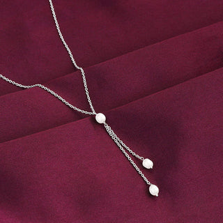 Silver Glam Drops Necklace By Harshita Jewellery