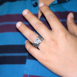 Rainbow Moonstone Men's Ring By Harshita Jewellery