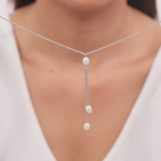 Silver Glam Drops Necklace By Harshita Jewellery