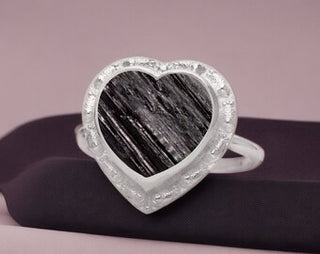 Raw Black Tourmaline Heart Ring, Bar Tourmaline Ring , Black Tourmaline Heart For Women, Natural Rough Stone, Handmade Ring, Gift For Her