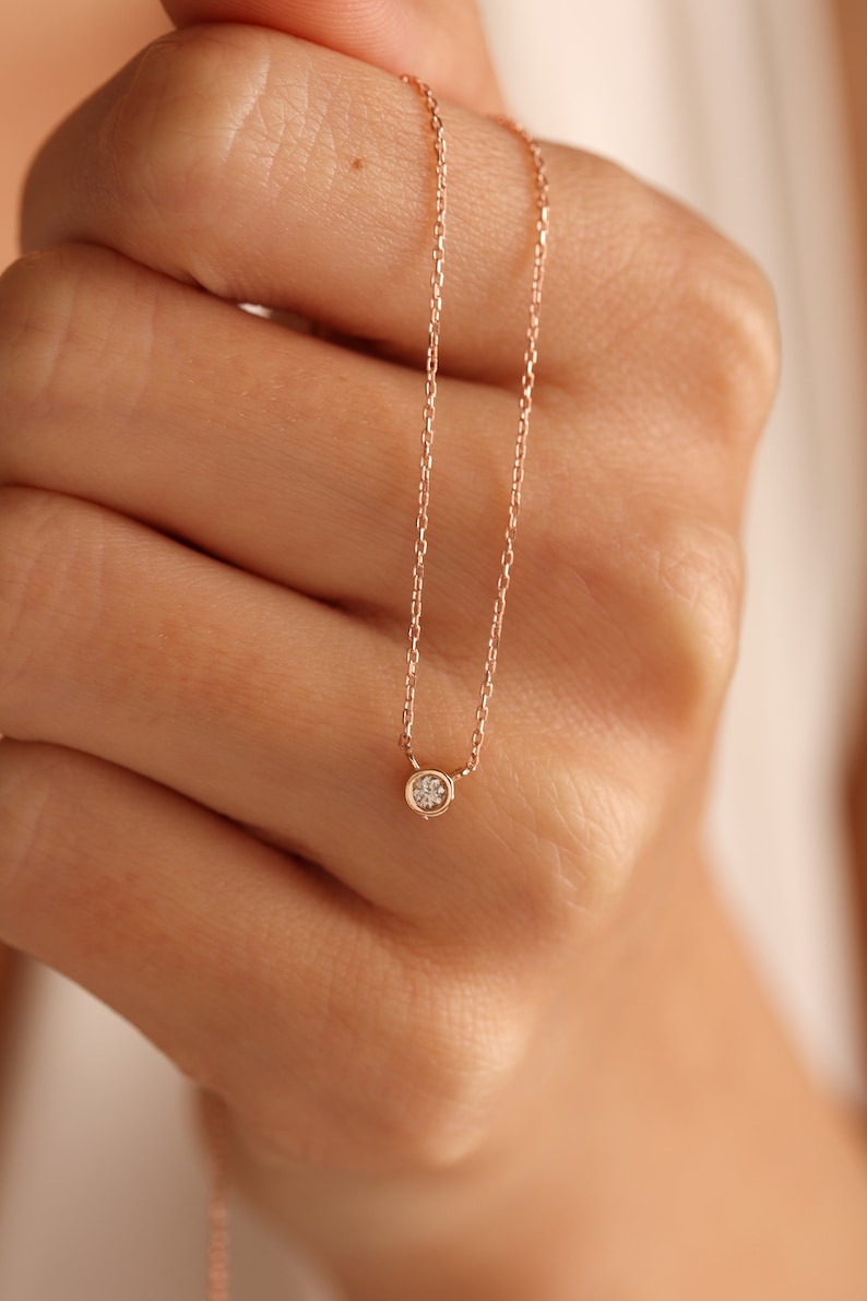 Tiny Beautiful Round Diamond Necklace By Harshita Jewellery