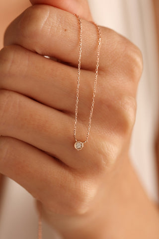 Tiny Beautiful Round Diamond Necklace By Harshita Jewellery